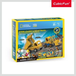 Cubic Fun - Joc Educativ STEM National Geographic puzzle 3D Mini incarcator si Basculanta - Img 4