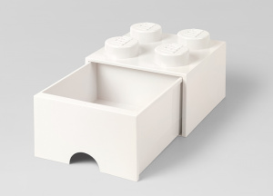 Cutie depozitare LEGO 2x2 cu sertar, alb - Img 2