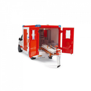 Bruder - Ambulanta Mercedes Benz Cu Sofer Si Sirena - Img 4