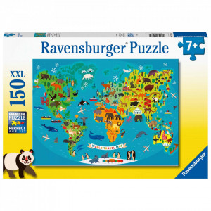 Puzzle Harta Lumii Cu Animale, 150 Piese - Img 2