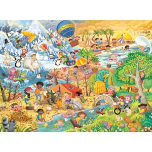 Ravensburger - Puzzle distractia copiilor in cele 4 anotimpuri 100 piese XXL - Img 3