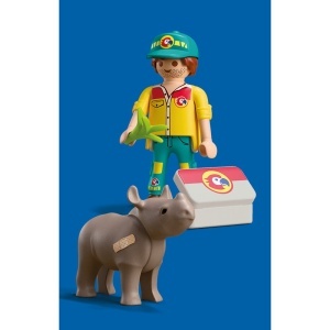 Playmobil - Set 2 figurine ingrijitor cu rinocer - Img 3