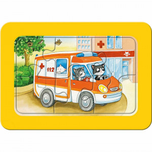 Puzzle Animale Conducand Vehicule, 3X6 Piese - Img 4