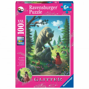 Puzzle Scufita Rosie Si Lupul, 100 Piese Glitter - Img 3