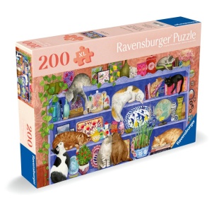 Ravensburger - Puzzle pentru varstnici pisicute pe raft cu sablon de imagine si suport din carton 200 piese mari XL - Img 2