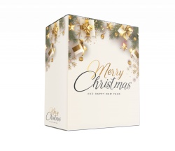 Cutie cadou design Craciun, aurie, 280x200x350 mm - Img 1