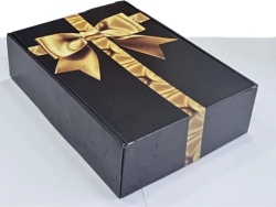 Cutie cadou, design negru cu funda aurie, 330x240x90 mm - Img 1