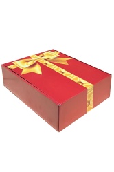 Cutie cadou, design rosu cu funda aurie, 330x240x90 mm
