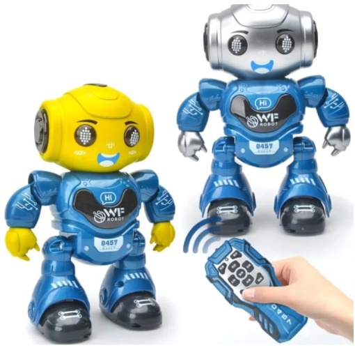 Robot inteligent pentru copii, telecomanda, interactiv, multiple miscari, danseaza, lumini led