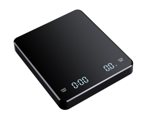 Cantar de Bucatarie pentru Cafea si alte alimente , cu Timer, 0.1g~3Kg, Display LCD, incarcare USB Type-C, Negru