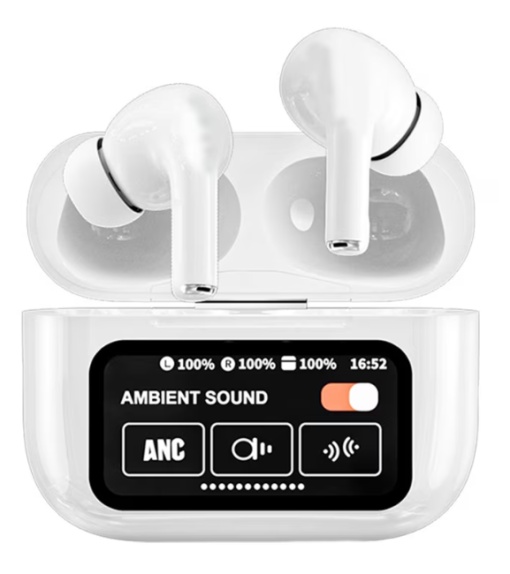 Casti Wireless Touch Screen A9 Pro ANC + ENC, Bluetooth 5.4, Reducere Zgomot, Alb