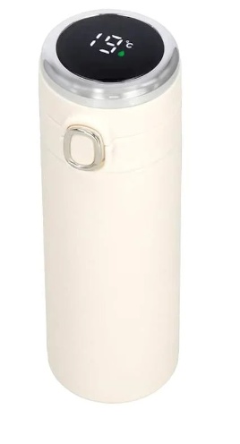 Termos cu afisaj de temperatura, Otel inoxidabil, 500 ml, Crem