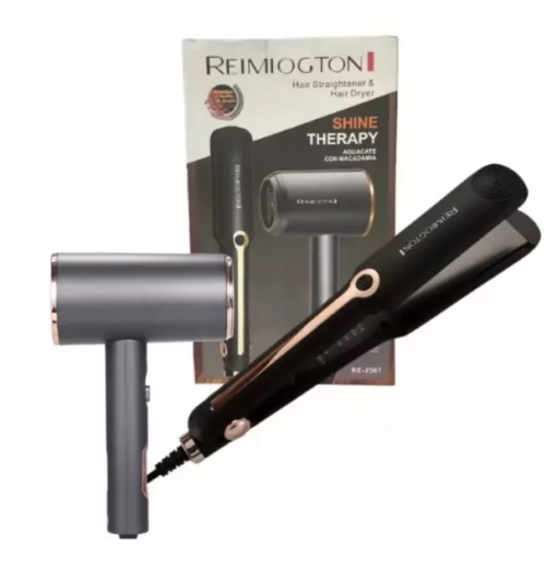 Set uscator de par si placa de indreptat parul REIMIOGTON RE2567, 1800 W 2 trepte reglabile (aer cald si rece), Placa de indreptat parul este echipata cu placi ceramice de inalta calitate