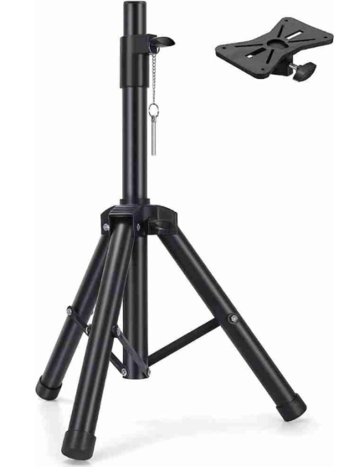 Trepied stativ pentru boxe, din metal cu suport de plastic, inaltimea maxima 150 cm, greutatea maxima 40 kg - Negru