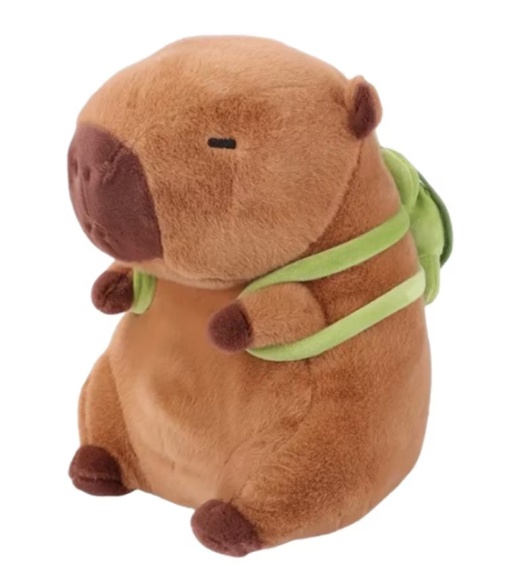 Jucarie de plus, Capybara cu rucsac testoasa, Maro,35 CM