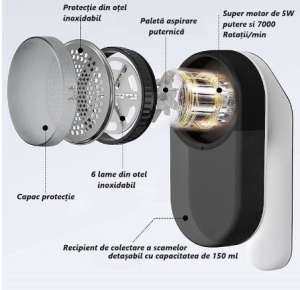 Aparat electric pentru indepartarea scamelor, portabil, cu acumulator, 8W, 9000 rpm - Img 3