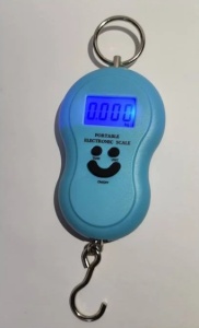 Cantar electronic de mana, Portabil cu afisaj digital iluminat, Albastru - Img 2