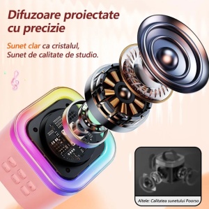 Set Boxa Karaoke, 2 Microfoane Wireless, Impact Vision®, Bluetooth 5.3, Portabil, Acumulator - Img 5