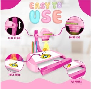 Set masuta desen, proiector, sertar, 24 imagini, 12 markere incluse, roz - Img 5