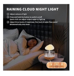 Aroma difuzor Smartix 500ml, Umidificator Modern, cu lampa LED, Nor de ploaie - Img 2
