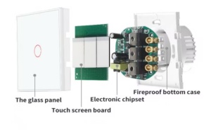Intrerupator touch 1F, Sticla securizata, LED - Img 3