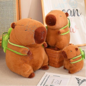 Jucarie de plus, Capybara cu rucsac testoasa, Maro,35 CM - Img 3