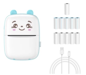 Set Mini imprimanta termica si 10 role hartie 57x25mm, Bluetooth, compatibil iOS/Android, imprimare APP, 1000 mAh - Img 2