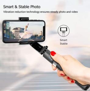 Stabilizator telefon L 08, Control telecomanda, Selfie stick, Trepied, Compatibil cu Andorid/iOS, 86 cm, Negru - Img 6