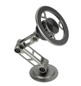 Suport auto Smartix, pentru Telefon, Brat metalic rezistent, Magnet puternic, Montare parbriz sau bord, Rotire 1080°, Gri