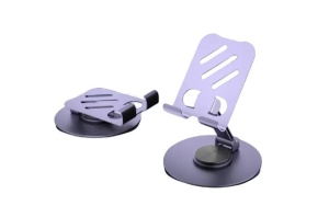 Suport universal pentru telefon mobil si tableta, rotire 360°, design pliabil si telescopic, 13X10CM, Gri - Img 2
