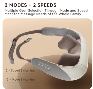 Aparat pentru Masaj Cervical, Hands-Free, Functie Incalzire, Imitarea masajului Uman, Ameliorarea durerilor din zona Gat, Umeri, Spate, Picioare, Intensitate Reglabila, Acasa/Birou/Masina, Bej/Gri - Img 3