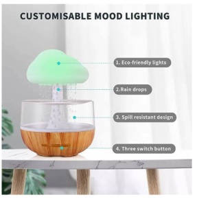 Aroma difuzor Smartix 500ml, Umidificator Modern, cu lampa LED, Nor de ploaie - Img 3