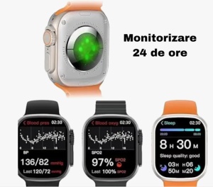Ceas Inteligent SmartWatch 2.1 inch, Apel Bluetooth, Incarcator Wireless, metal, Notificari Apel si Retele Sociale, Oximetru, Ritm Cardiac, Termometru, Monitorizare somn, 105 M - Img 3