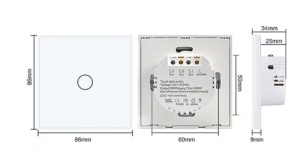 Intrerupator touch 1F, Sticla securizata, LED - Img 4