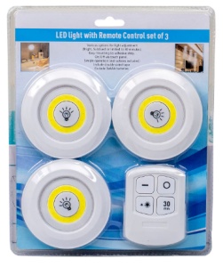 Set 3 lampi cu LED si telecomanda pentru mobila, autoadezive, hexagon - Img 2
