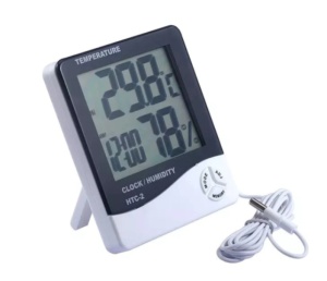 Termometru si Higrometru de Camera HTC-2, Temperatura, Umiditate, Ceas, Alarma, Valori Minime/Maxime, Senzor Exterior, Profesional, Alb