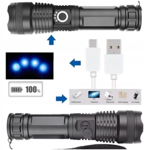 Lanterna tactica cu LED, 2000 lumeni, 4 moduri de iluminare, Negru - Img 3