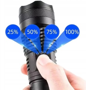 Lanterna tactica cu LED, 2000 lumeni, 4 moduri de iluminare, Negru - Img 4
