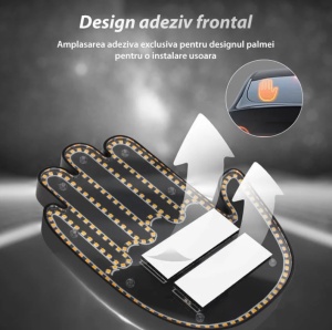 Semn luminos led, SMD, auto, design mana, telecomanda, 3 moduri de iluminare, negru - Img 3