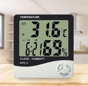 Termometru si Higrometru de Camera HTC-2, Temperatura, Umiditate, Ceas, Alarma, Valori Minime/Maxime, Senzor Exterior, Profesional, Alb - Img 3