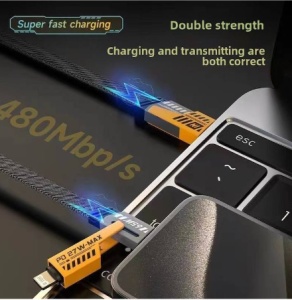 Cablu date 4 in 1 Android, Apple, USB-A to Type-C Smartix 27W, Perfomant pentru încărcare rapida, Negru - Img 3
