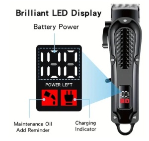 Masina de tuns profesionala cu acumulator, Afisaj LED, 4 gratare, USB, Negru - Img 3