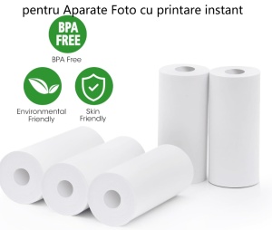 Set 5 Role Hartie de Imprimanta, CLEAR PREMIUM, Pentru Aparate Foto cu Printare Instant Pentru Copii
