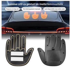 Semn luminos led, SMD, auto, design mana, telecomanda, 3 moduri de iluminare, negru - Img 5