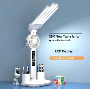 Lampă de birou LED cu ceas, dată și temperatură, 2 Organizatoare, Alb - Img 4