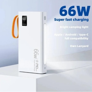 Power Bank Smartix 66W, Incărcare rapida, 20 000 mAh, 4.5A, Display, 4 ieșiri USB Micro/Mini USB, Pentru iPhone, iPod, Android, 15x7x2CM, Alb - Img 3