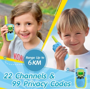 Set 2 Walkie Talkie pentru copii, Plastic, Ecran LCD, 6Km, 22 Canale, Multicolor - Img 2