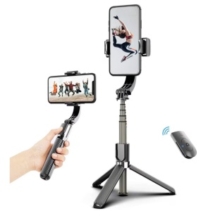 Stabilizator telefon L 08, Control telecomanda, Selfie stick, Trepied, Compatibil cu Andorid/iOS, 86 cm, Negru - Img 2