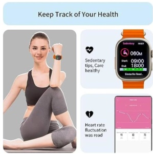 Ceas smartwatch cu cartela SIM specifica, Monitorizare Ritm cardiac, somn si tensiune arteriala, Portocaliu, Negru, Albastru, Gri - Img 4