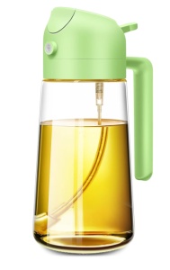 Pulverizator pentru Ulei sau alte lichide 2 in 1, Multifunctional, Control precis al uleiului, Capacitatea 470 ml, Material Sticla si PVC, Verde Pal